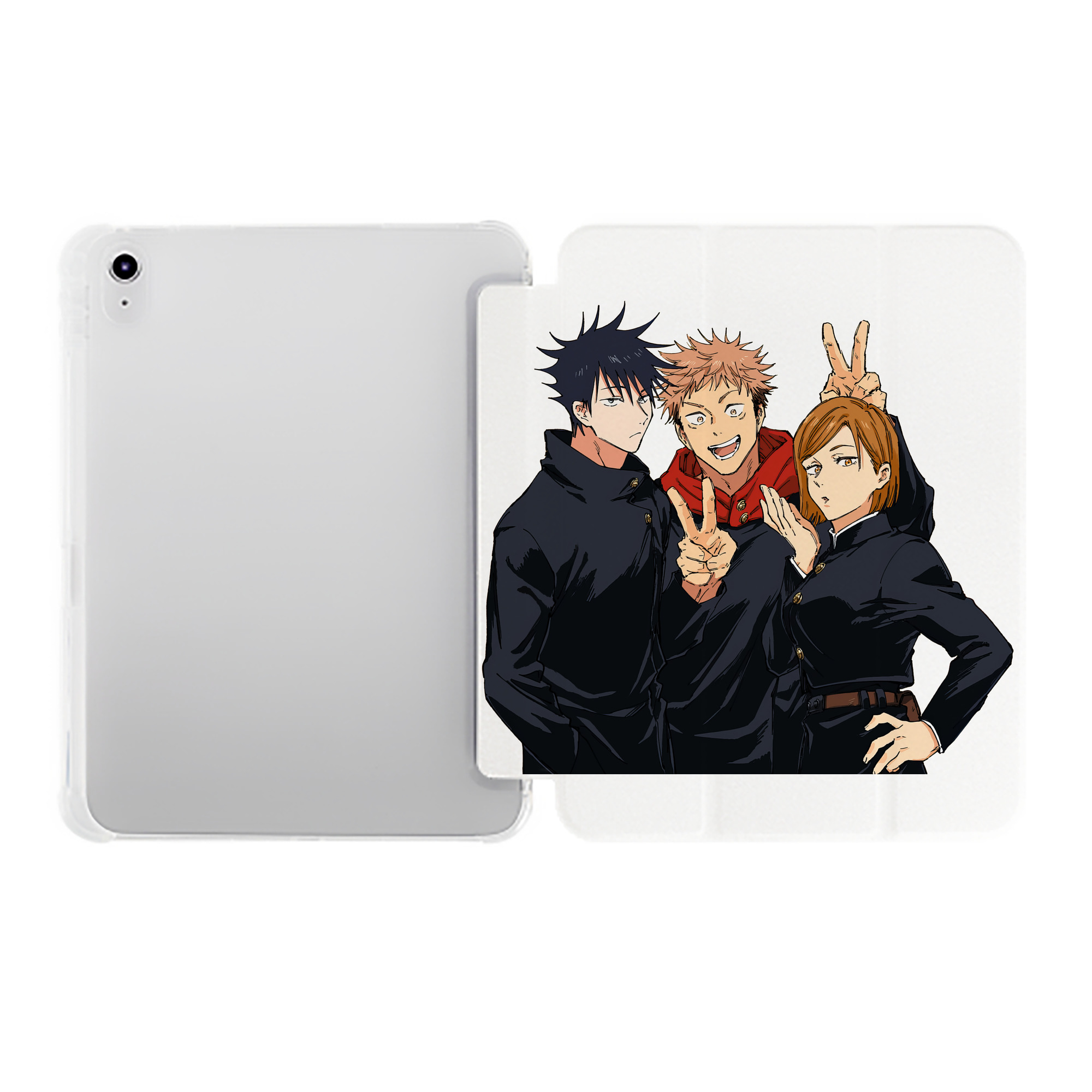 （画像用） 呪術廻戦 Jujutsu Kaisen IPad ケース ペン収納付き 三つ折りスタンド PUレザー×シリコン 対応機種9.5/10.5/10.9インチ